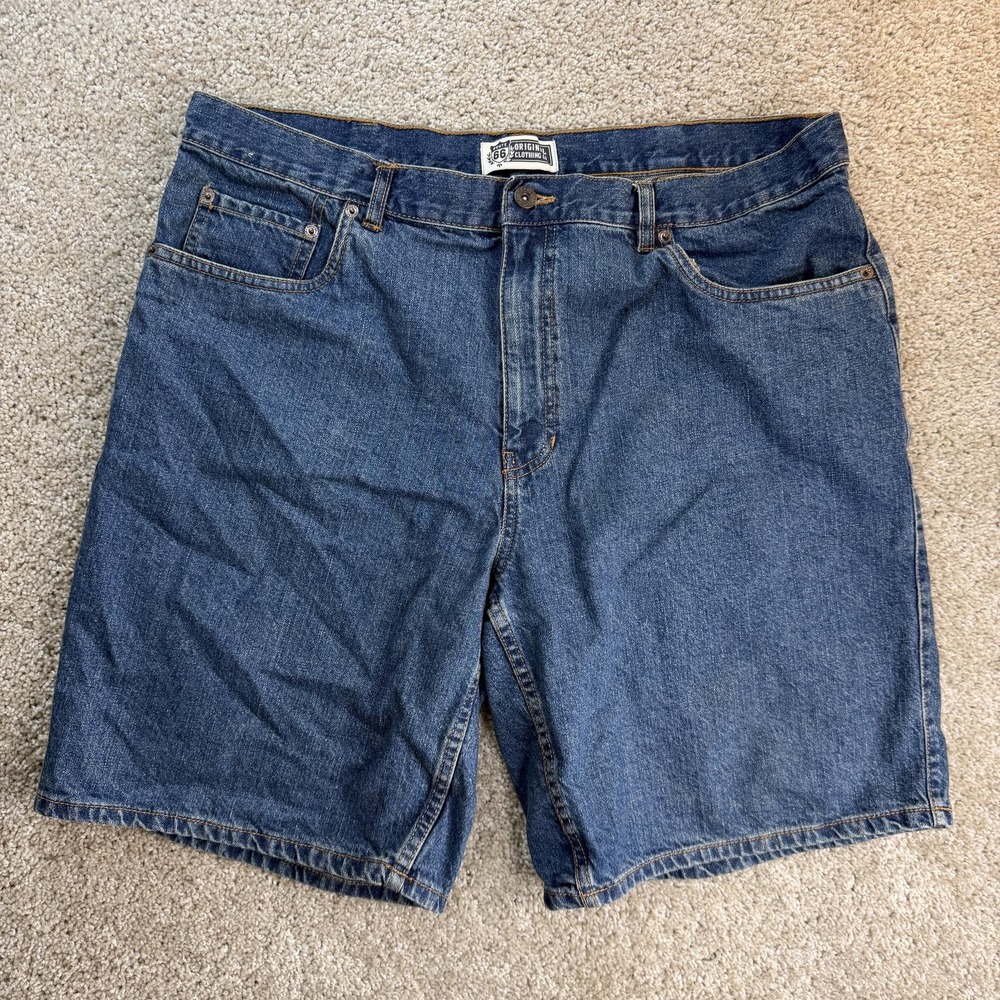 Route 66 Denim Shorts Mens 38 Blue Cotton Bermuda Workwear Casual Summer